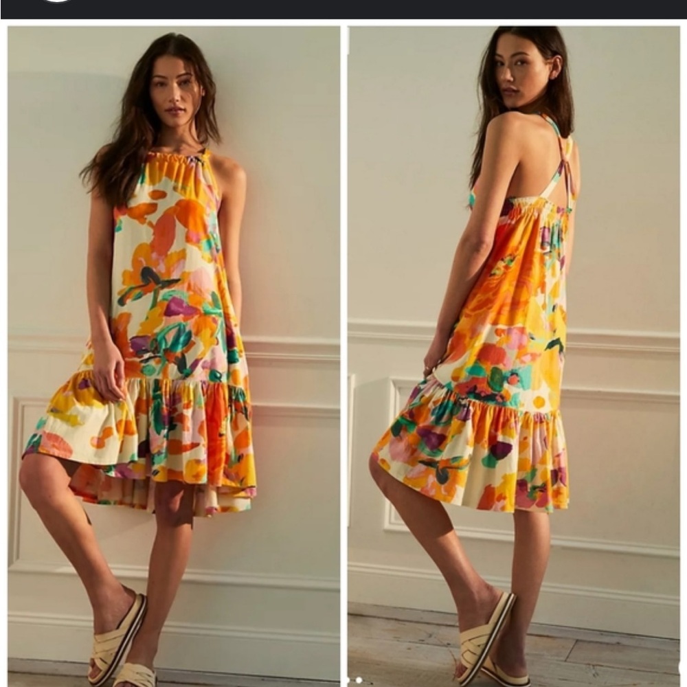 Daily Practice by ANTHROPOLOGIE Frida cross back midi dress size Small